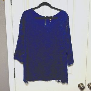 Women’s Roz&Ali Navy Blue Lace Top Size 2XL
